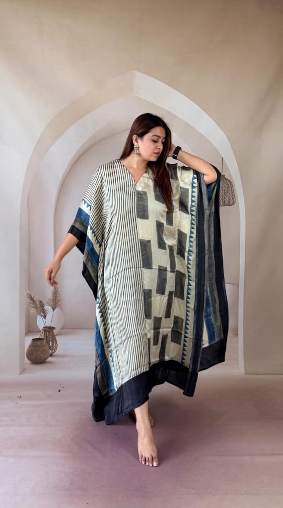 ndigo Block Print Kaftan