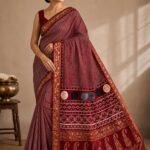 Handblock Ajrakh Cotton Saree