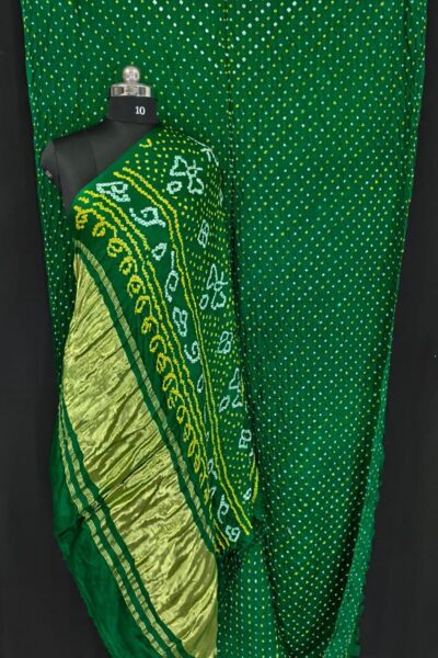 Pure Gajji Rai Bandhej – green floral