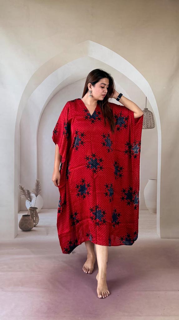 Indigo Block Print Kaftan