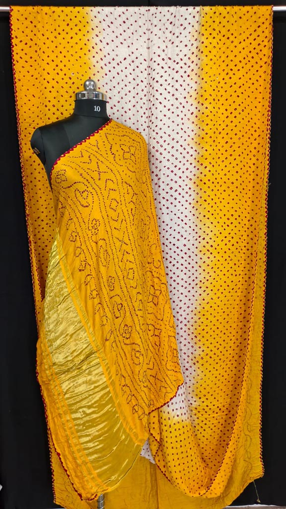 Pure Gajji Rai Bandhej – Yellow Traditional