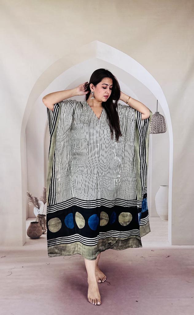 Heritage Block Printed Modal Kaftan