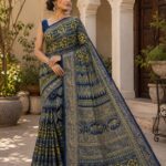 Ajrakh Handblock Print Saree