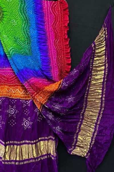 Multi Colour Barik Bandhej Duppta
