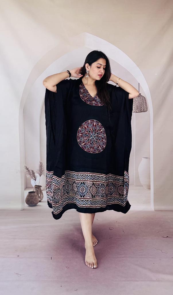 Indigo Block Print Kaftan