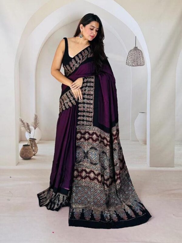 Modal silk saree with zari pallu saree