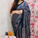 Ajrakh Handwork Modal Silk Saree