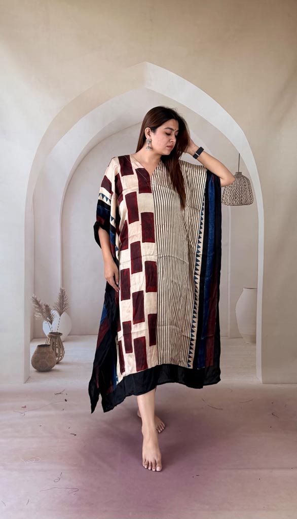 The Ajrakh Silk Luxe Kaftan