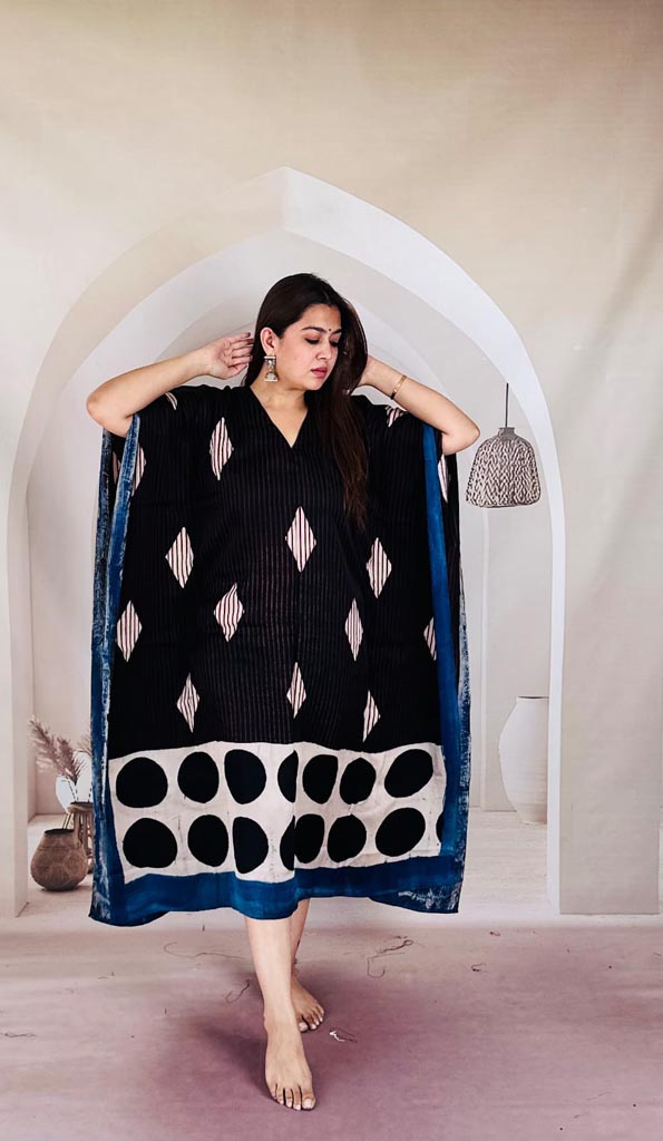 Modal Silk Ajrakh Print Kaftan