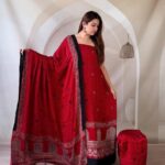 silk ajrakh hand block print suit piece