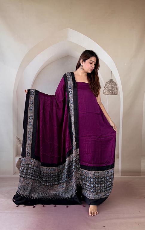 Silk Ajrakh Handblock Print Suit Pieces